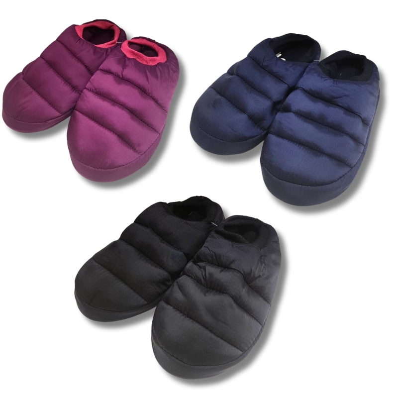Wholesale Ladies' Puffer Slippers Asst Colours (Size S-XL)
