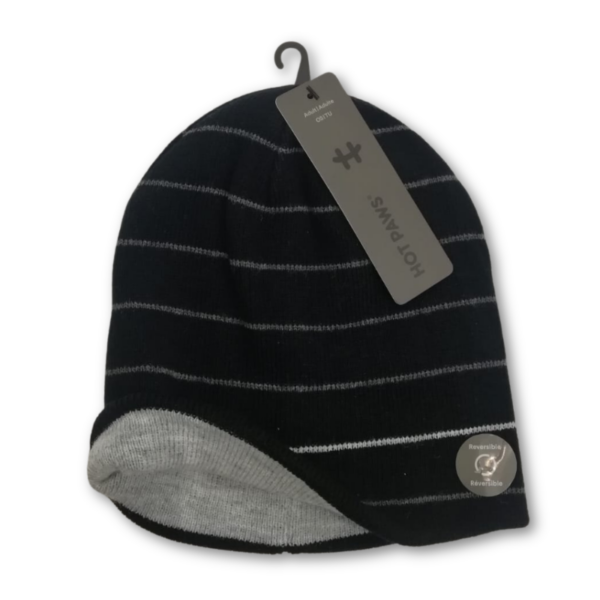 Wholesale Adult Brand Name Reversible Toque/Beanie With Stripes - 3 Asst. Colours - Image 3