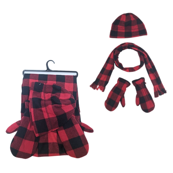 Wholesale Ladies/Teen Winter Set - Scarf, Hat & Mitten- Asst Plaids Colours - Image 4