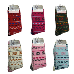 Ladies Patterned Thermal Socks - 9-11