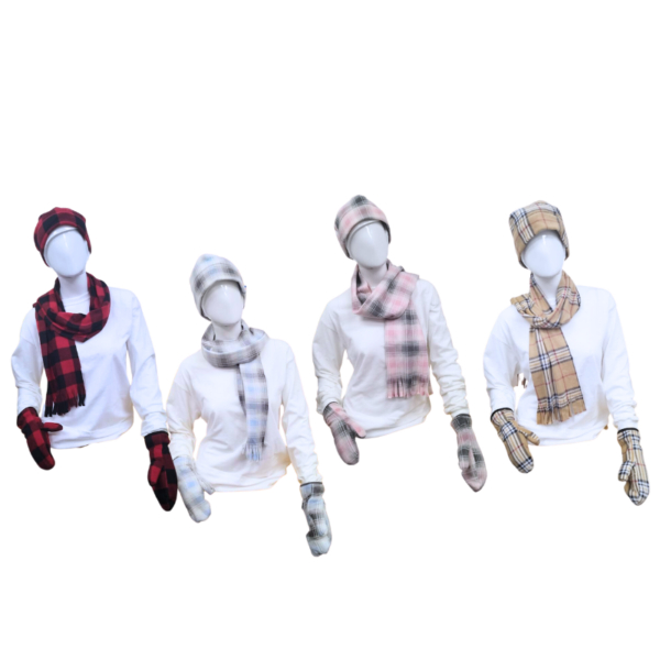 Wholesale Ladies/Teen Winter Set - Scarf, Hat & Mitten- Asst Plaids Colours