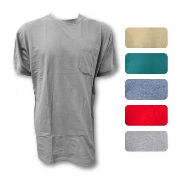 Wholesale Adult Pocket T-Shirt – Asst. Colours (Size 2XL)