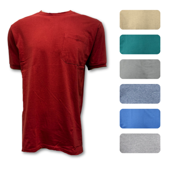 Wholesale Adult Pocket T-Shirt – Asst. Colours (Size L)