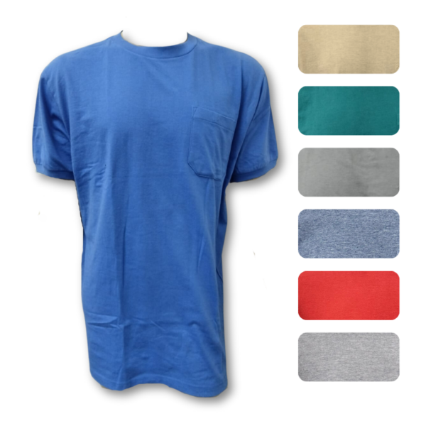 Wholesale Adult Pocket T-Shirt – Asst. Colours (Size XL)