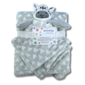 Wholesale Animal Blanket and Nuni Set - Grey Zebra (30"x36")