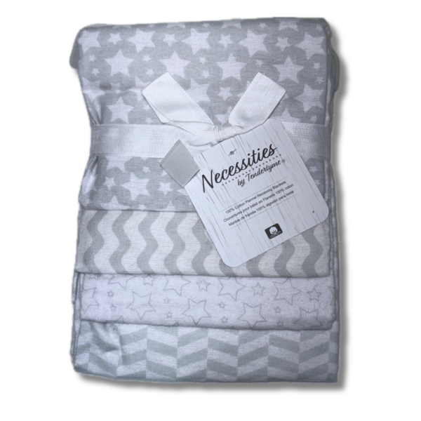 Wholesale Baby Receiving Blanket 4-Pack - Grey Prints