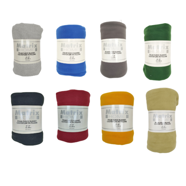 Wholesale Polar Fleece Blanket - Asst. Solid Colours (60” x 80”)