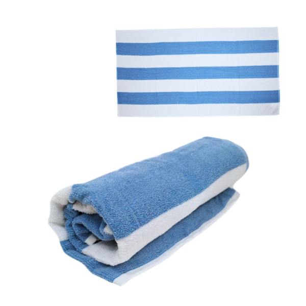 Wholesale Cabana Stripe Beach/Bath Towels (Size 30” x 60”) - Blue