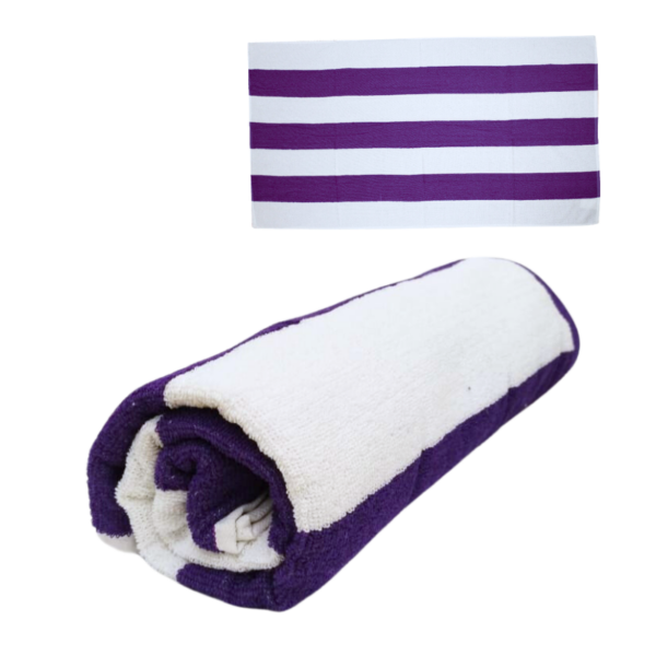 Wholesale Cabana Stripe Beach/Bath Towels (Size 30” x 60”) - Purple