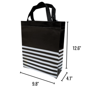 Wholesale Reusable Tote Bag - Black with Stripes (9.8"X4.1"X12.6")