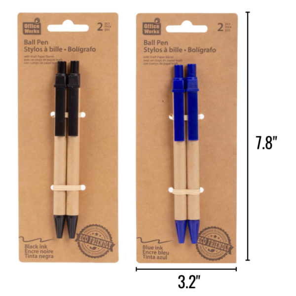 Wholesale Kraft Retractable Pen, 2-Pack