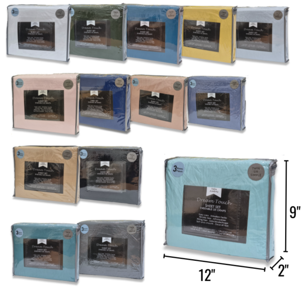 Wholesale Twin Sheet, 3-Piece Set – Asst. Solid Colours