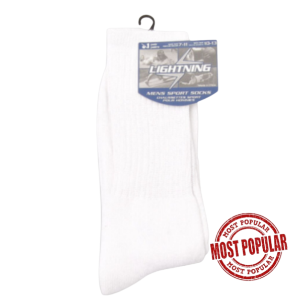 Wholesale Adult Sport Socks 1-Pack - White (Size 10-13)