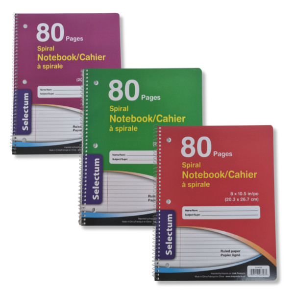 Wholesale Coiled Notebook - 80 Pages (Size 8" x 10.5")