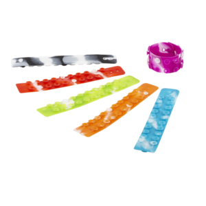 Pop Bracelets fidget toys on white background showing assorted colours