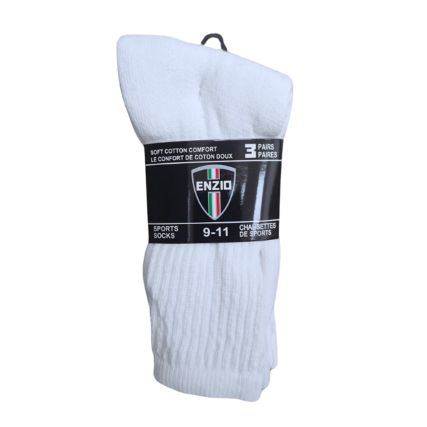 Wholesale Ladies/Youth Sport Socks, White, 3-Pk - Size 9-11 ($1.10 each)