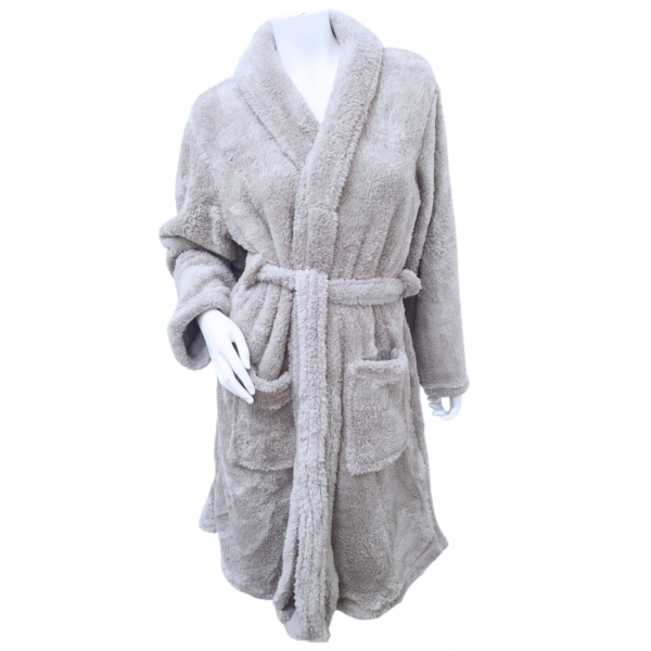 Wholesale Ladies Knee Length Robe -Taupe (Size S/M & L/XL)