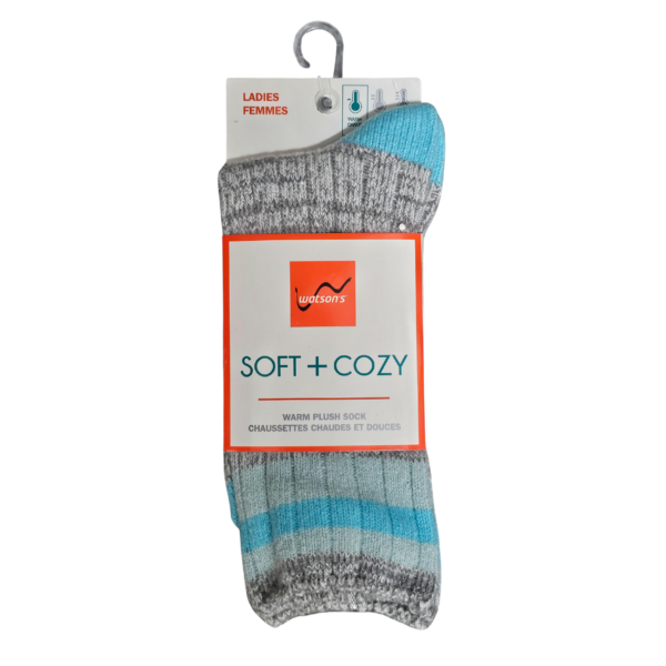 Wholesale Ladies Soft And Cozy Socks - Grey/Blue (Size: 9-11)