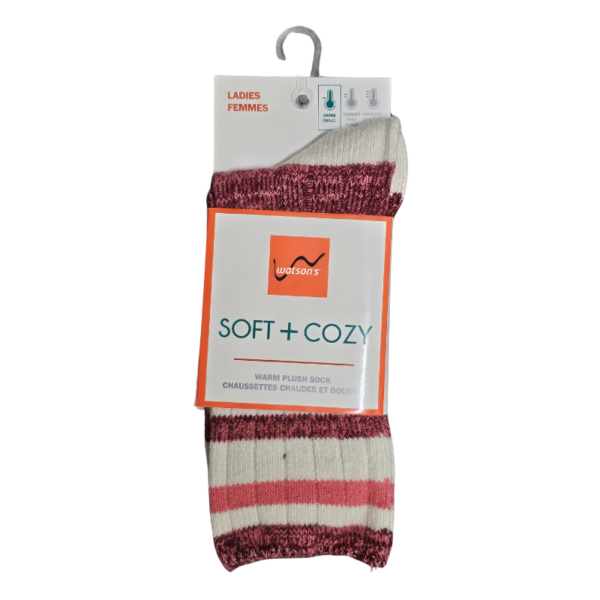 Wholesale Ladies Soft And Cozy Socks - Red/Ivory (Size: 9-11)