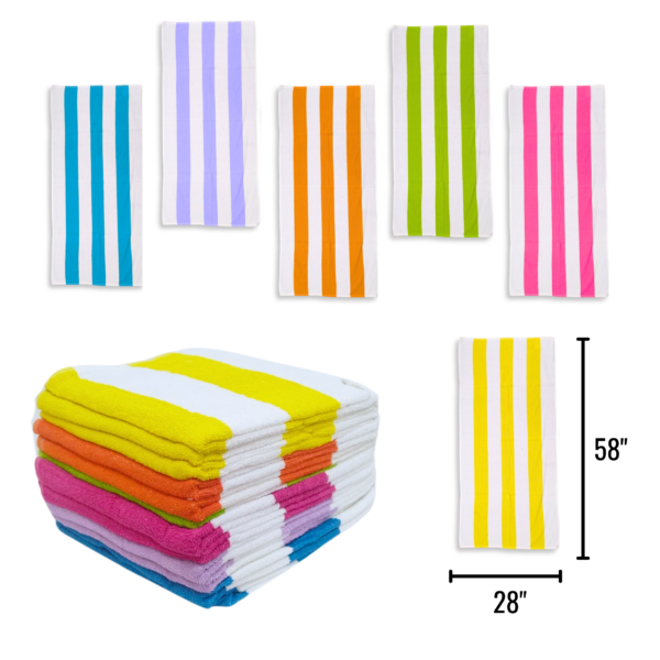Wholesale Beach/Bath Cabana Stripe Towel - Asst Colours (Size 28" x 58")