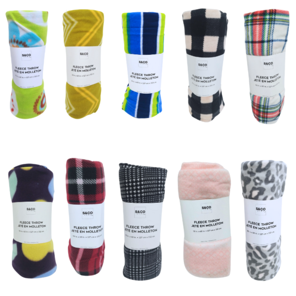 Wholesale Throw Blanket - Asst. Prints (Size: 50" x 60")