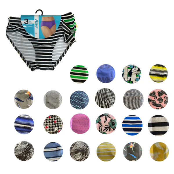 Wholesale Ladies’ Brief Asst. Prints - 3 Pack (Size: S-2XL)