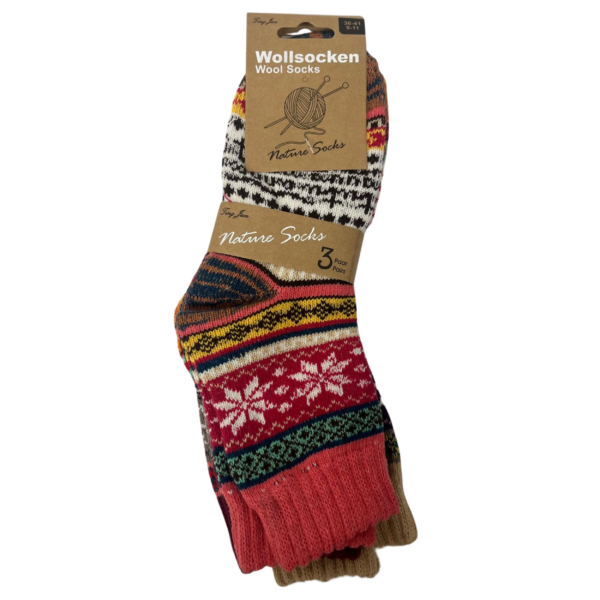 Wholesale Ladies Winter Socks - 3 Pack Assorted Prints (Size: 9-11) - Image 5