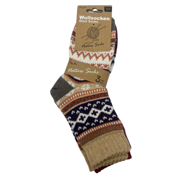 Wholesale Ladies Winter Socks - 3 Pack Assorted Prints (Size: 9-11) - Image 3