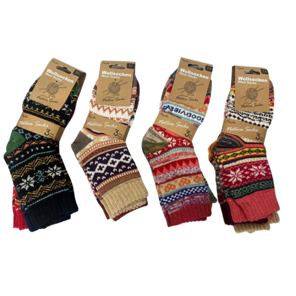 Wholesale Ladies Winter Socks - 3 Pack Assorted Prints (Size: 9-11)