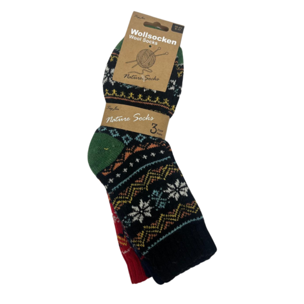 Wholesale Ladies Winter Socks - 3 Pack Assorted Prints (Size: 9-11) - Image 2