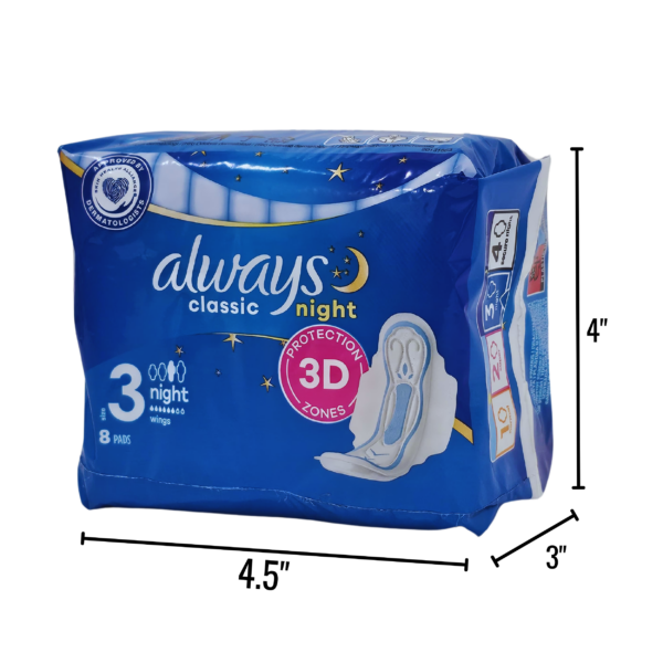 Wholesale Always Classic Night Sanitary Pads - 8 Pads (Size 3)