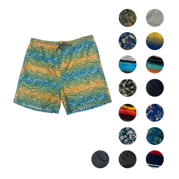 Wholesale Men's Lined Swim Shorts - Asst Colours and Prints (S–2XL)