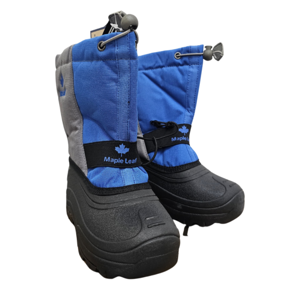 Wholesale Nylon Winter Boots For Kids, 9″ Tall, Blue & Grey (Size 1-6)
