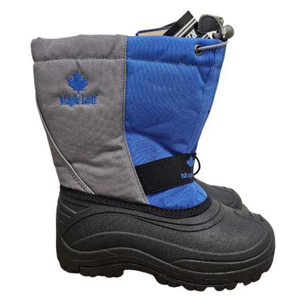 Wholesale Nylon Winter Boots For Kids, 9″ Tall, Blue & Grey (Size 1-6) - Image 3