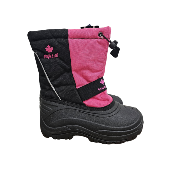 Wholesale Nylon Winter Boots For Girls, 9″ Tall, Pink & Black (Size 1-6) - Image 2