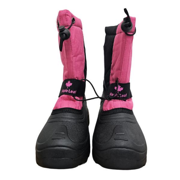 Wholesale Nylon Winter Boots For Girls, 9″ Tall, Pink & Black (Size 1-6) - Image 3