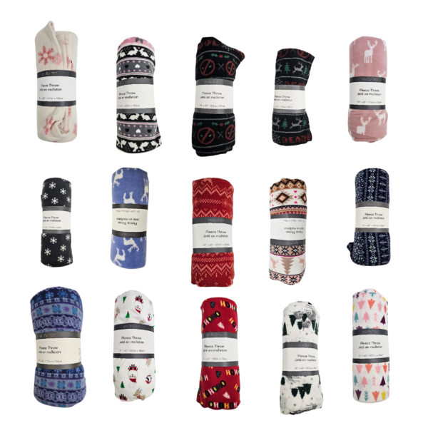 Wholesale Throw Blanket - Asst. Christmas Prints (50″ x 60″)
