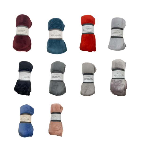 Wholesale Throw Blanket Coral - Asst. Solids (50″ x 60″)