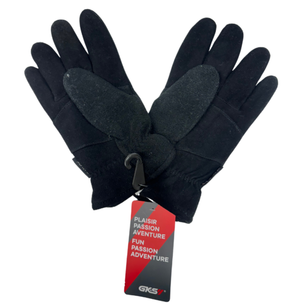 Wholesale Adult Polar Fleece Gloves with Leather - Size: Large - Image 2