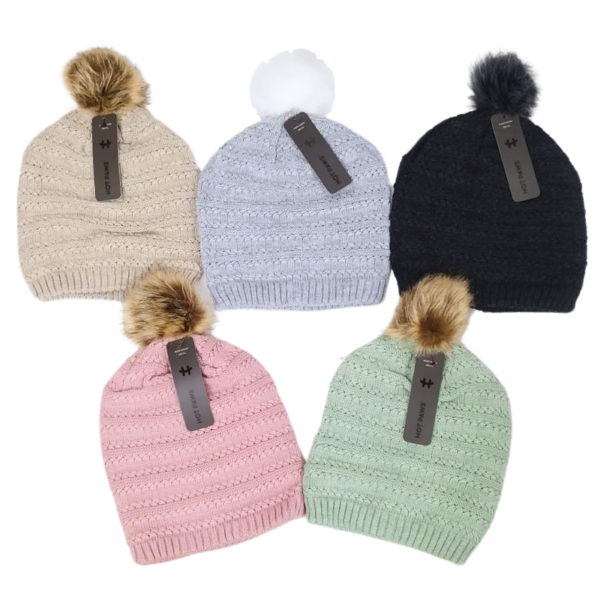Wholesale Brand Name Youth Ladies Lined Pom-Pom Toque - Assorted Colours