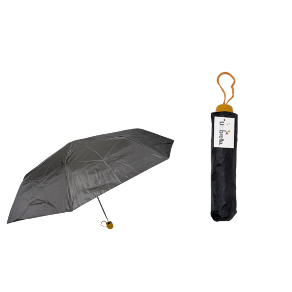 Wholesale Umbrella - Black 3-Fold mini 21"