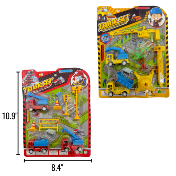 Wholesale Pullback Trucks With Roadsigns, Blocks (Assorted)