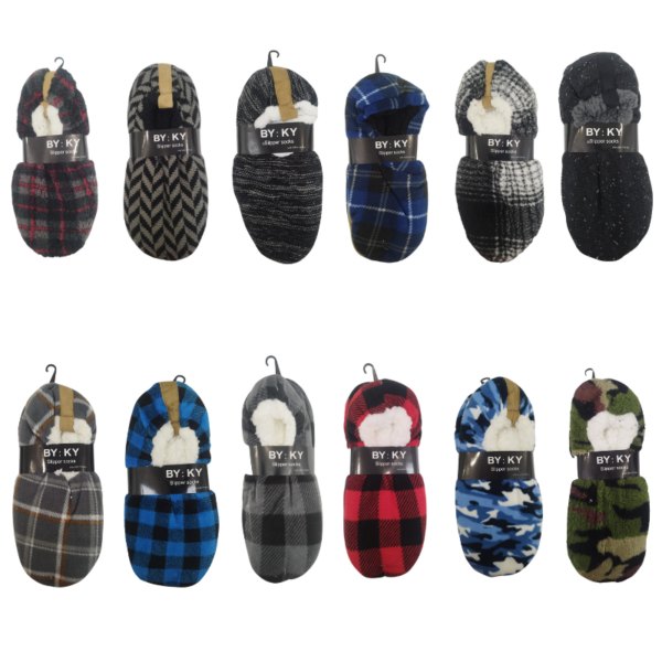 Wholesale Mens Slippers with Grip - One Size