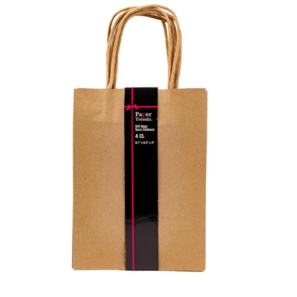 Wholesale Kraft Gift Bag - 4-Pack (Size: 8.7″x 6.3″x3″)