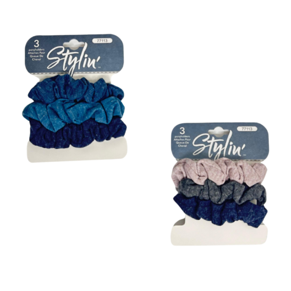 Wholesale Hair Tie Scrunchie - Asst Colours 3-Pack
