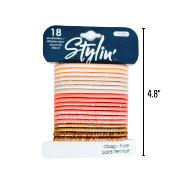 Wholesale Hair Elastics Beige & Blush– 18-Pack