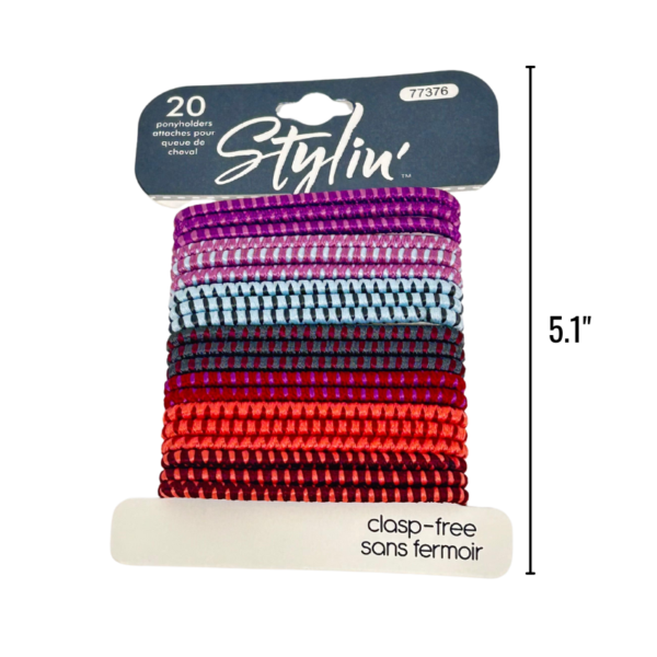 Wholesale Hair Elastics Stripes – 20-Pack