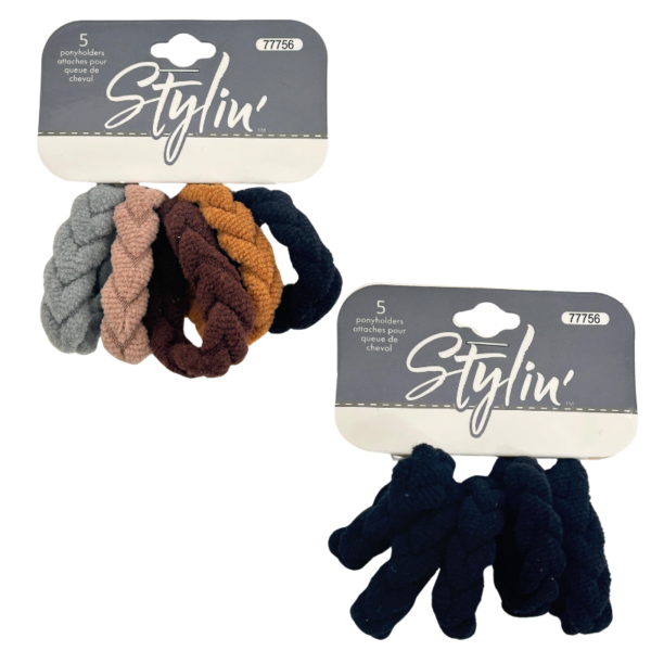Wholesale Hair Elastics Braided 5-Pack