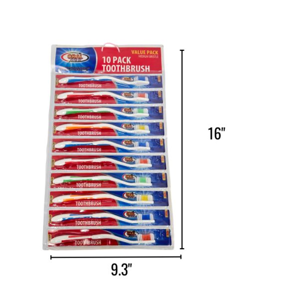 Wholesale Adult Toothbrush Individually Packaged - 10-Pack