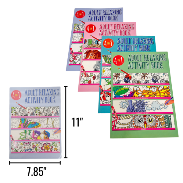 Wholesale Adult Relaxing Activity Book - 4-IN-1
